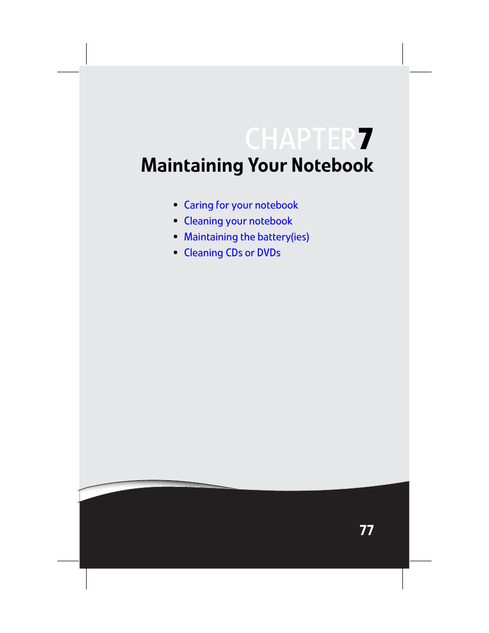 Maintaining your notebook, Chapter 7: maintaining your notebook, Chapter 7 | Gateway Laptop User Manual | Page 85 / 152