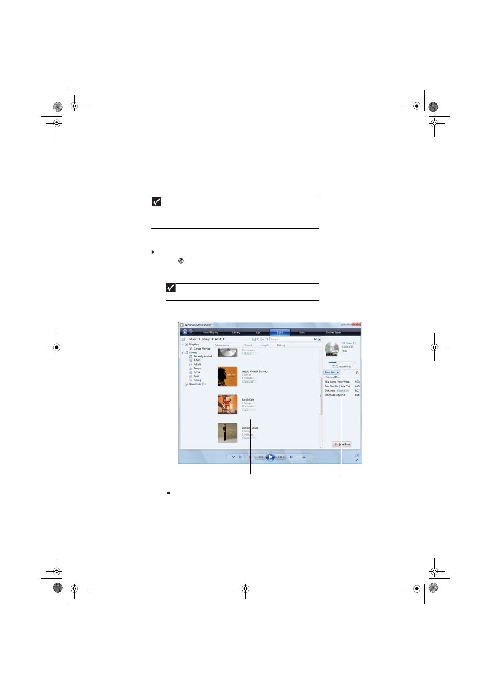 Creating music cds and video dvds, Creating a music cd, Creating a music cd using windows media player | To create a music cd using windows media player | Gateway eMachine 3 User Manual | Page 42 / 96