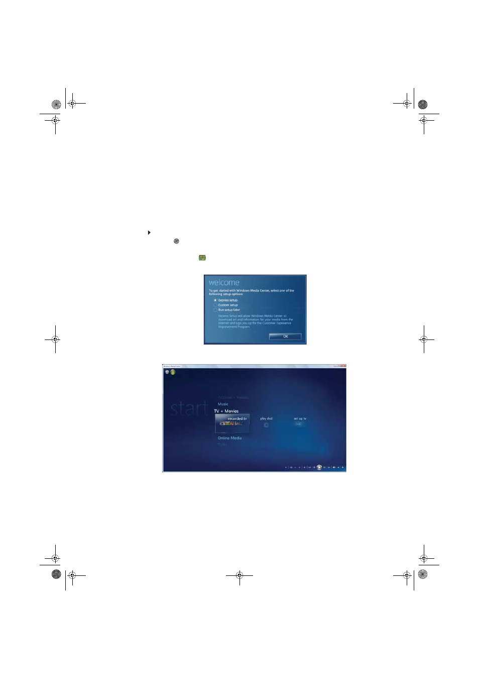 Using windows media center, Starting windows media center, To start windows media center | Gateway eMachine 3 User Manual | Page 46 / 96