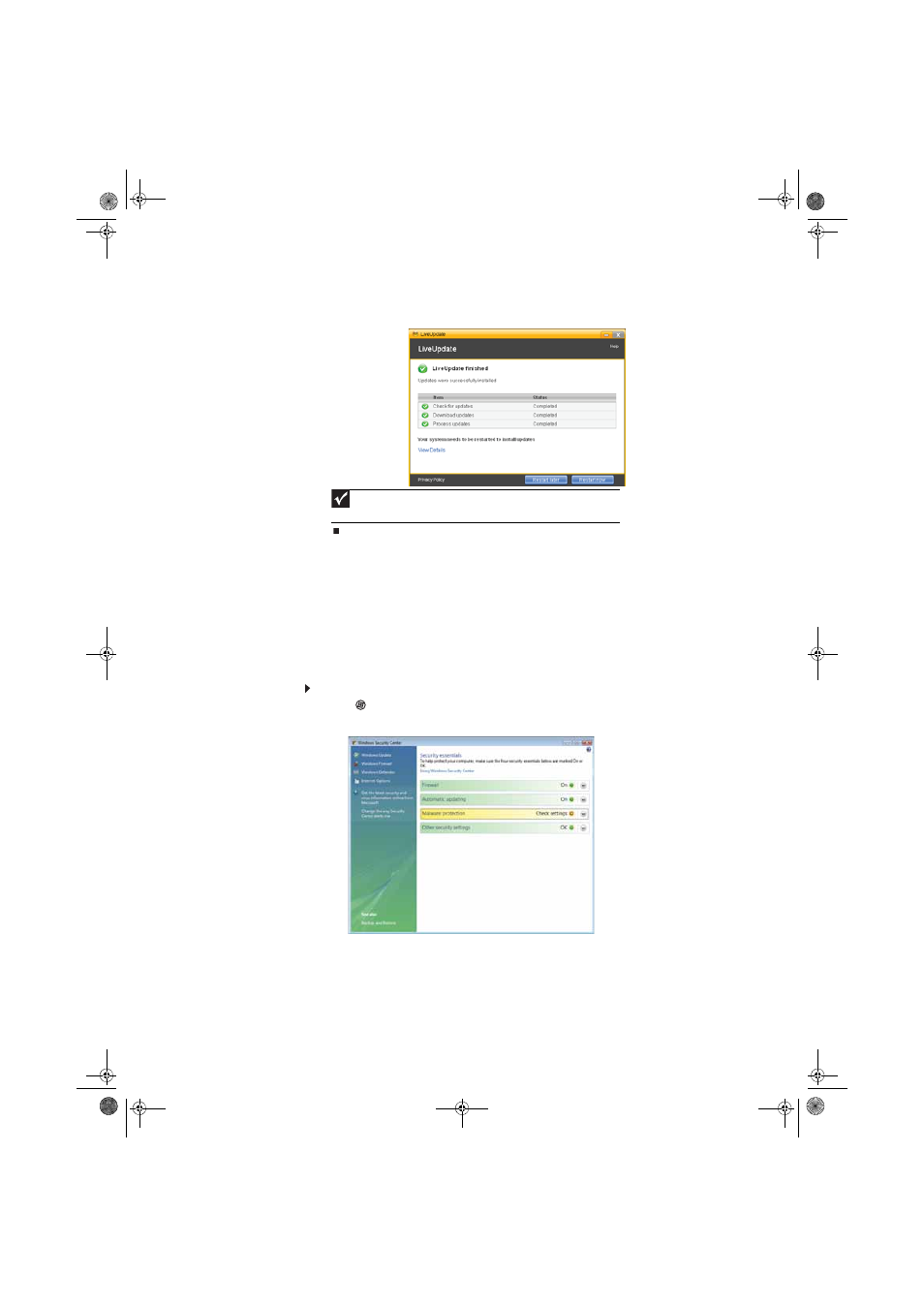 Using windows security center, Modifying security settings, To modify security settings | Gateway eMachine 3 User Manual | Page 67 / 96