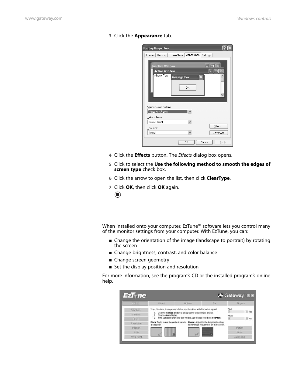 Eztune software | Gateway FPD2185W User Manual | Page 21 / 42