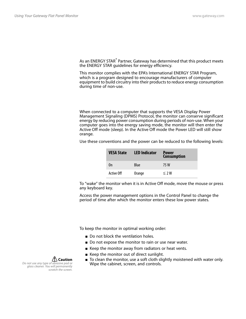 Power management, Energy star, Energy declaration | Maintenance, Energy star energy declaration | Gateway FPD2185W User Manual | Page 24 / 42