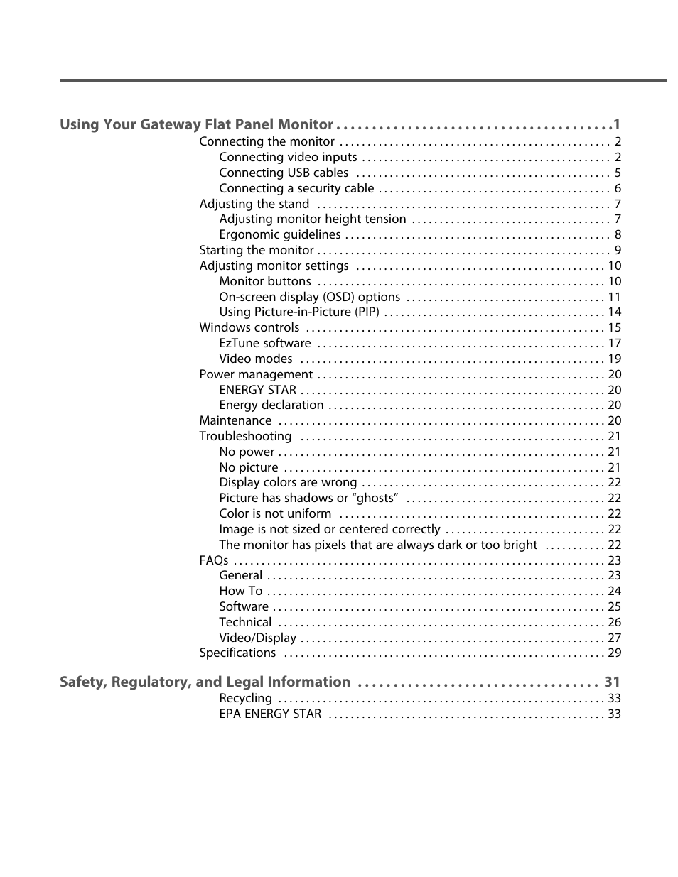 Gateway FPD2185W User Manual | Page 3 / 42
