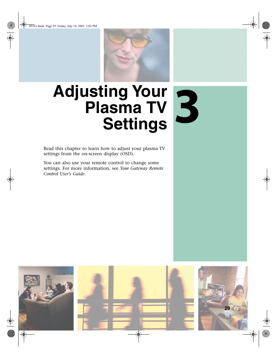 Adjusting your plasmatv settings, Adjusting your plasma tv settings | Gateway GTW-P46M103 User Manual | Page 33 / 58