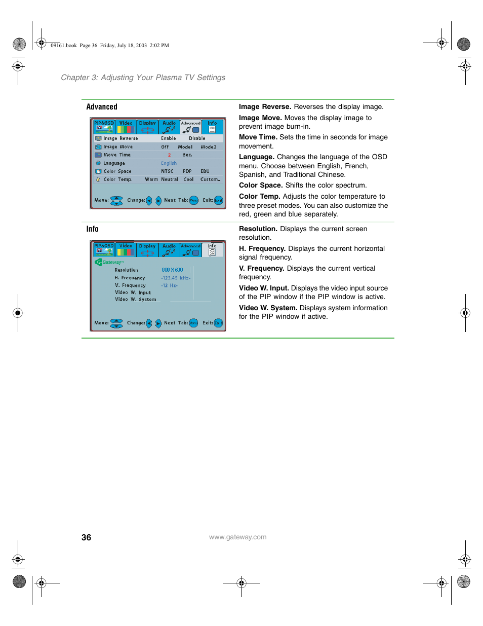 Gateway GTW-P46M103 User Manual | Page 40 / 58