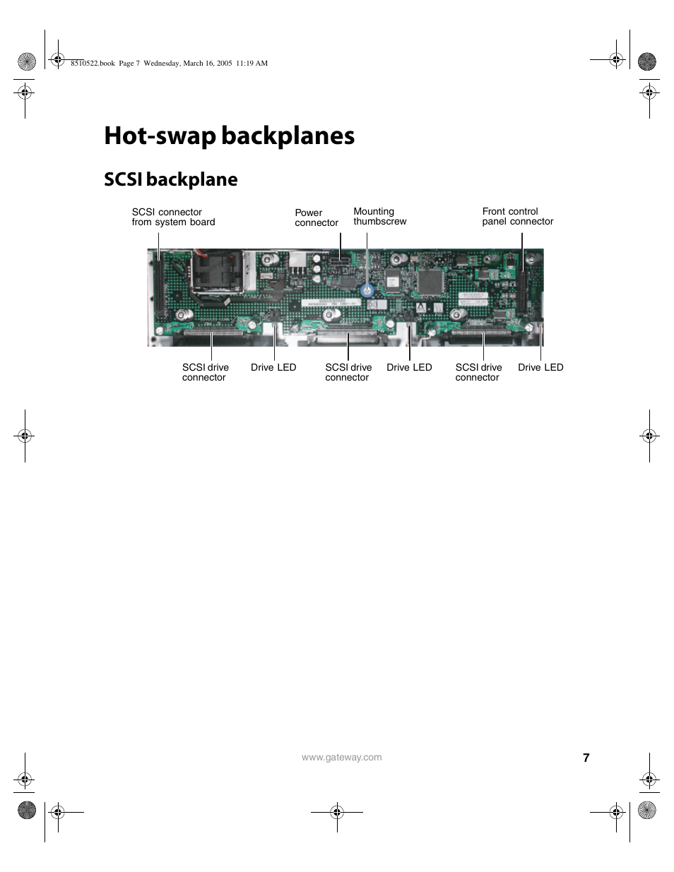 Hot-swap backplanes, Scsi backplane | Gateway 9415 User Manual | Page 12 / 188