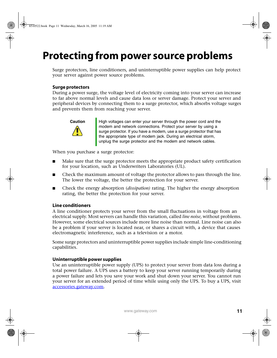 Protecting from power source problems | Gateway 9415 User Manual | Page 16 / 188