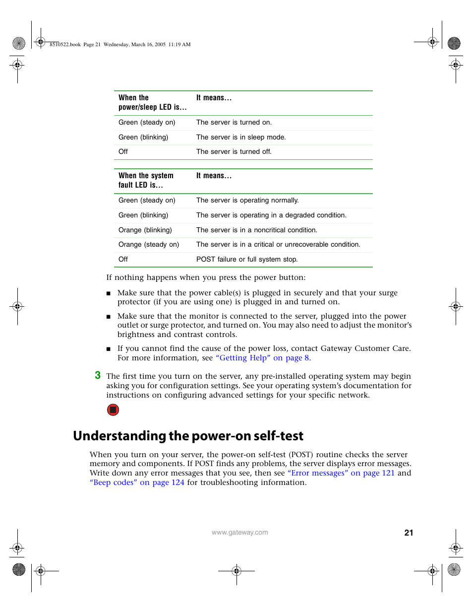 Understanding the power-on self-test | Gateway 9415 User Manual | Page 26 / 188