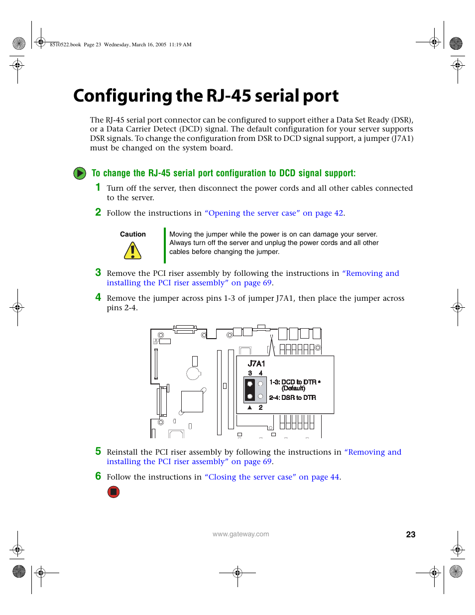 Configuring the rj-45 serial port | Gateway 9415 User Manual | Page 28 / 188