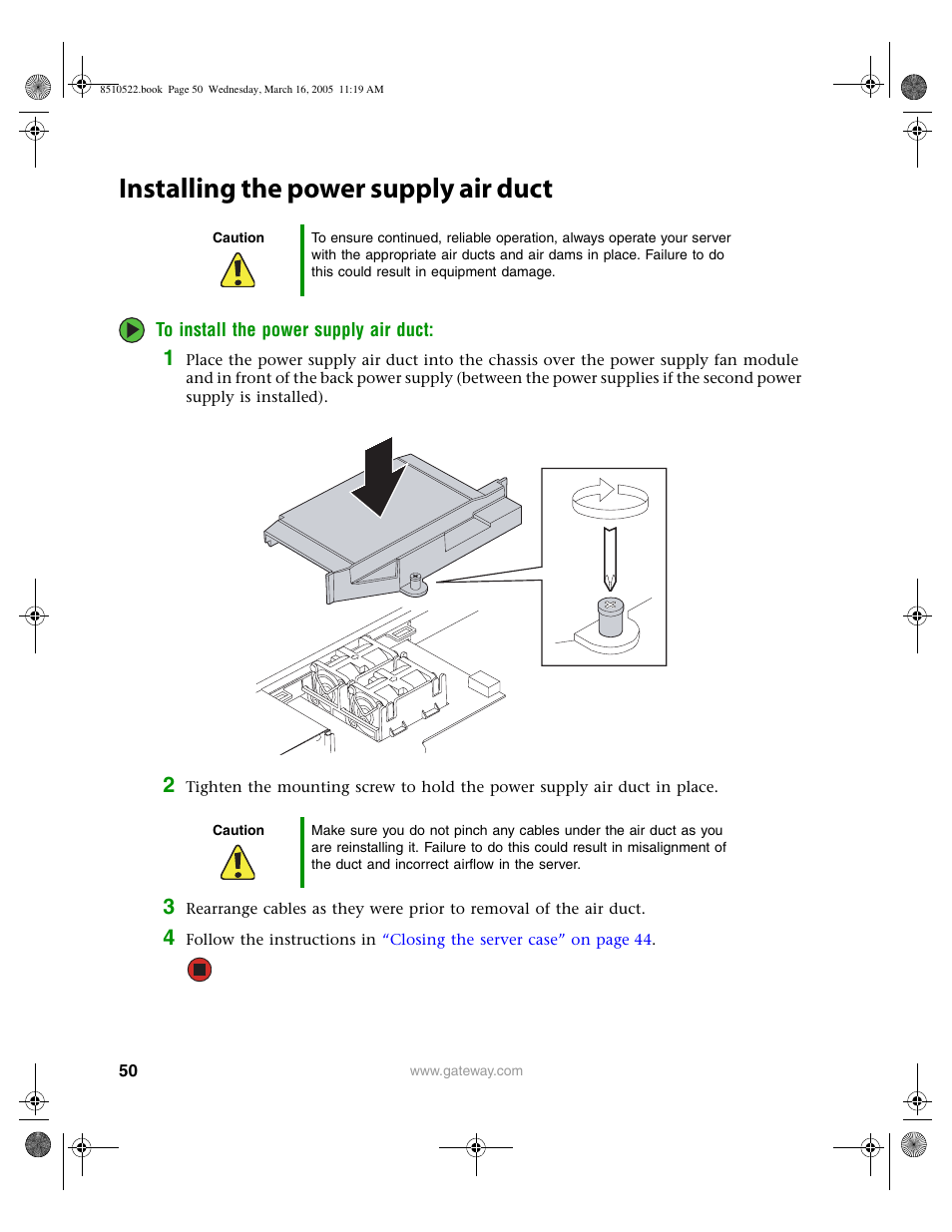 Installing the power supply air duct | Gateway 9415 User Manual | Page 55 / 188
