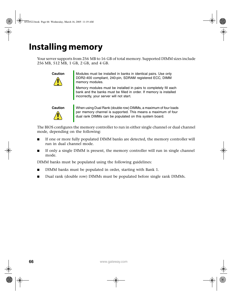 Installing memory | Gateway 9415 User Manual | Page 71 / 188