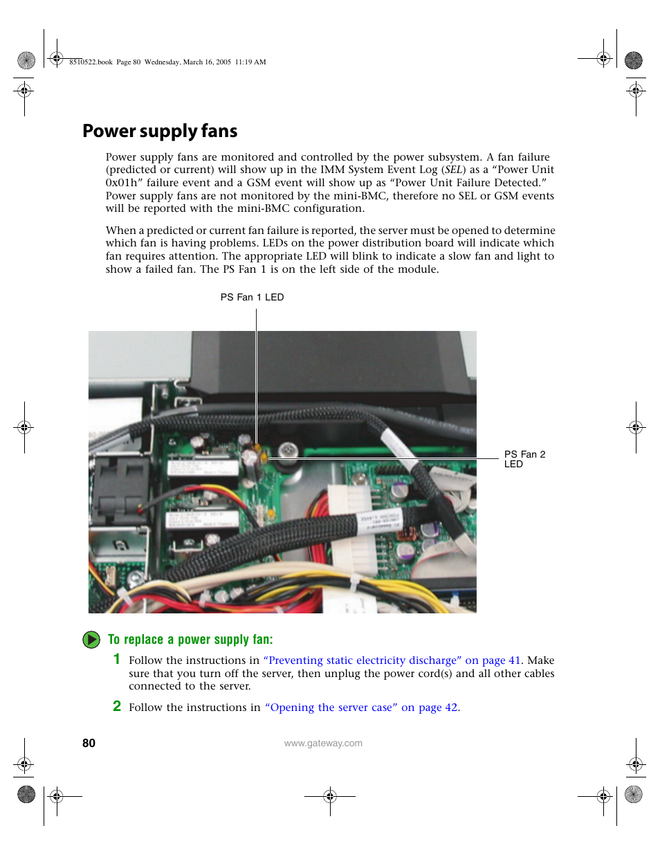 Power supply fans | Gateway 9415 User Manual | Page 85 / 188