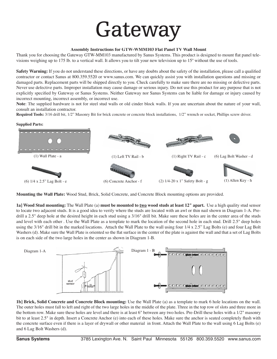 Gateway GTW-WMM103 User Manual | 2 pages