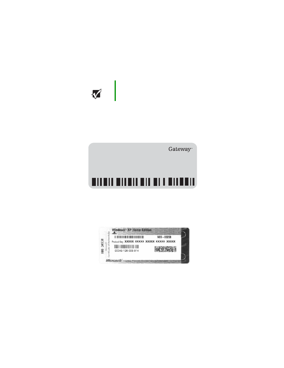 Identifying your model, Gateway model and serial number, Microsoft certificate of authenticity | Gateway M460 User Manual | Page 23 / 154