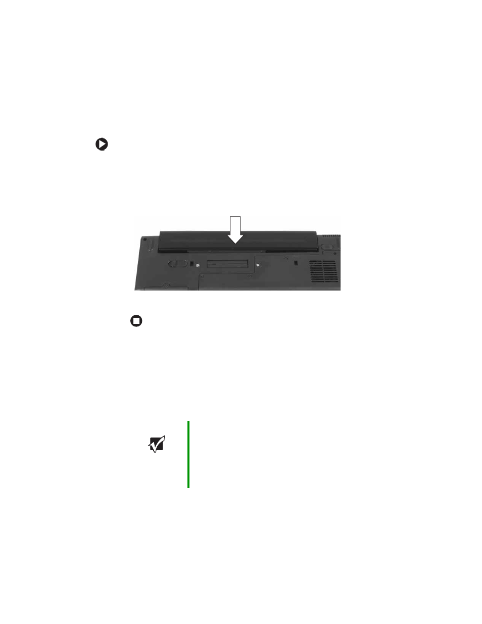 Installing the battery, Connecting the acadapter, Installing the battery connecting the ac adapter | Connecting the ac adapter | Gateway M460 User Manual | Page 28 / 154