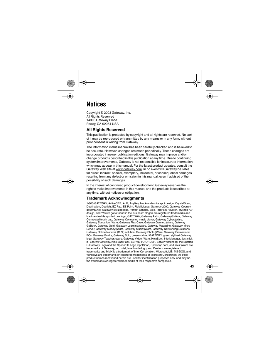 Notices | Gateway LWGC-220 User Manual | Page 47 / 48