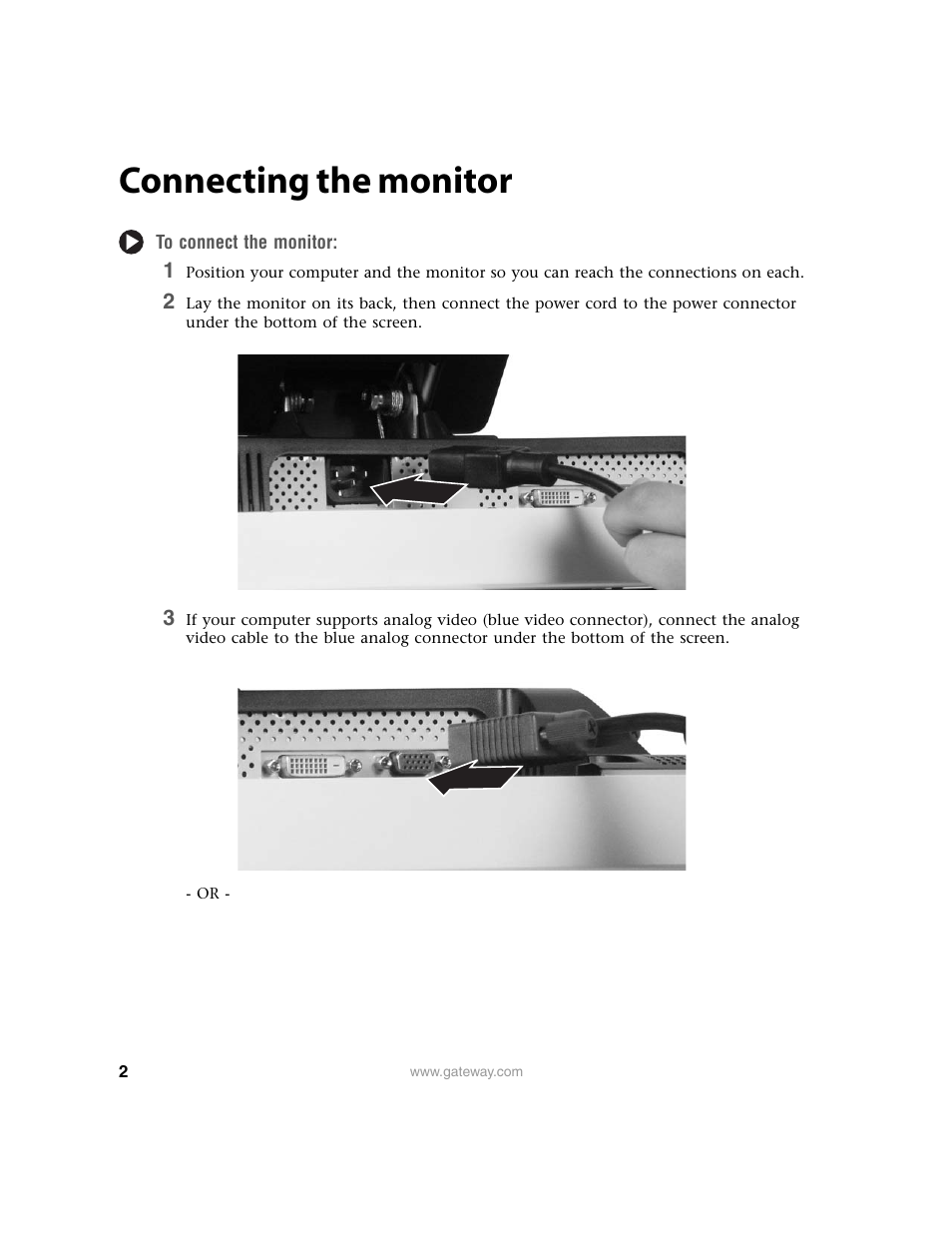 Connecting the monitor | Gateway FPD1950 User Manual | Page 6 / 32