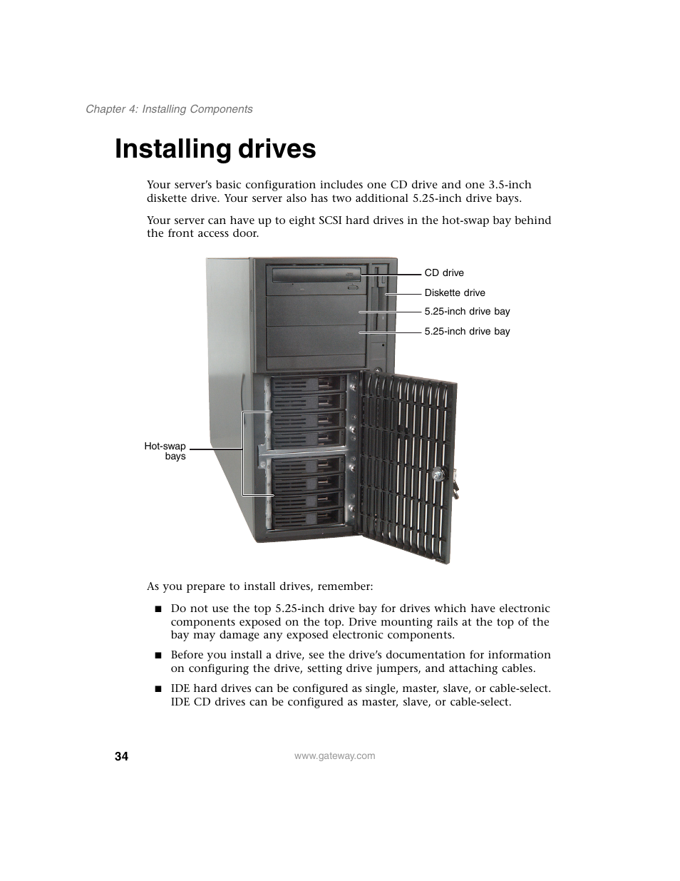 Installing drives | Gateway 980 User Manual | Page 39 / 131