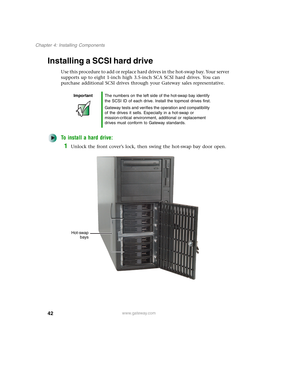 Installing a scsi hard drive | Gateway 980 User Manual | Page 47 / 131