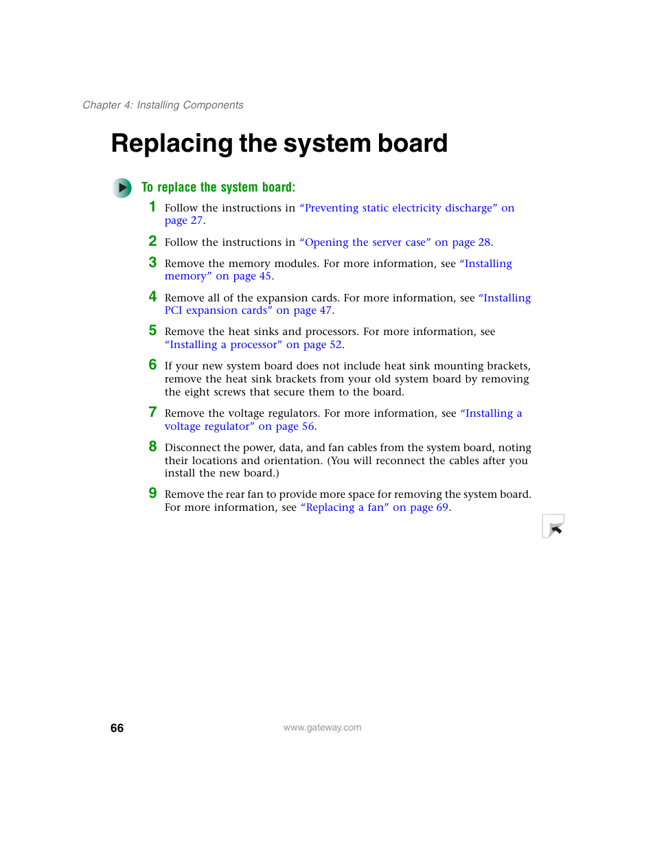 Replacing the system board | Gateway 980 User Manual | Page 71 / 131
