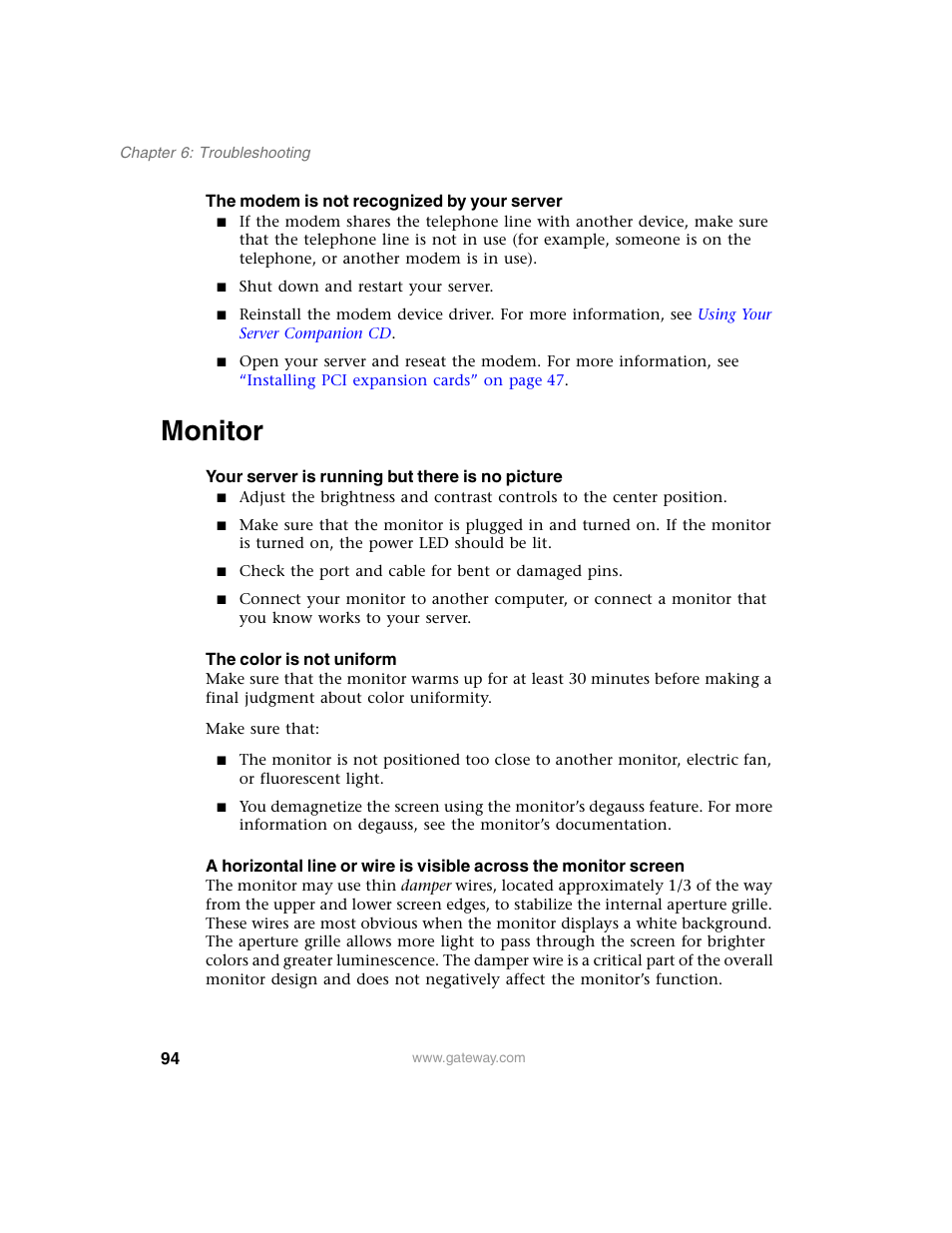 Monitor | Gateway 980 User Manual | Page 99 / 131