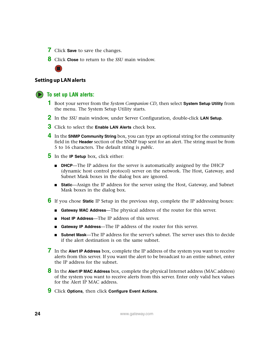 Setting up lan alerts | Gateway 9210 User Manual | Page 29 / 106