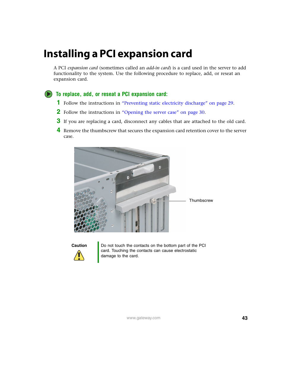 Installing a pci expansion card | Gateway 9210 User Manual | Page 48 / 106