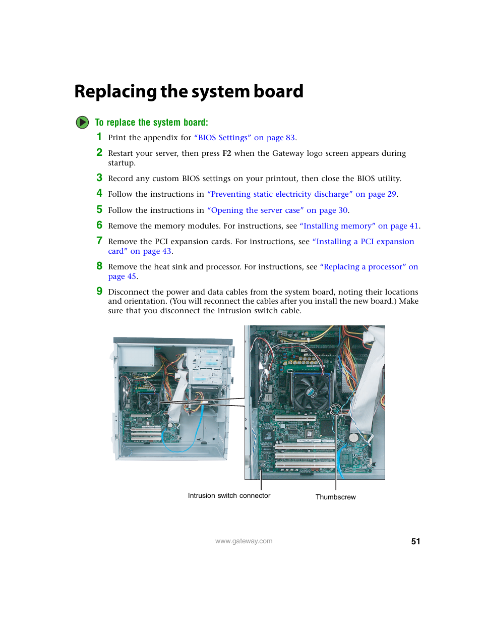 Replacing the system board | Gateway 9210 User Manual | Page 56 / 106