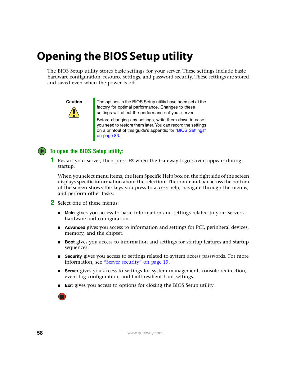 Opening the bios setup utility | Gateway 9210 User Manual | Page 63 / 106