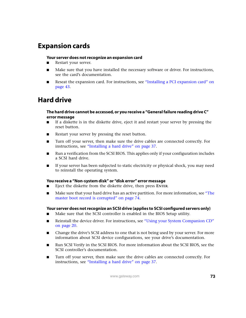 Expansion cards, Hard drive, Expansion cards hard drive | For a | Gateway 9210 User Manual | Page 78 / 106