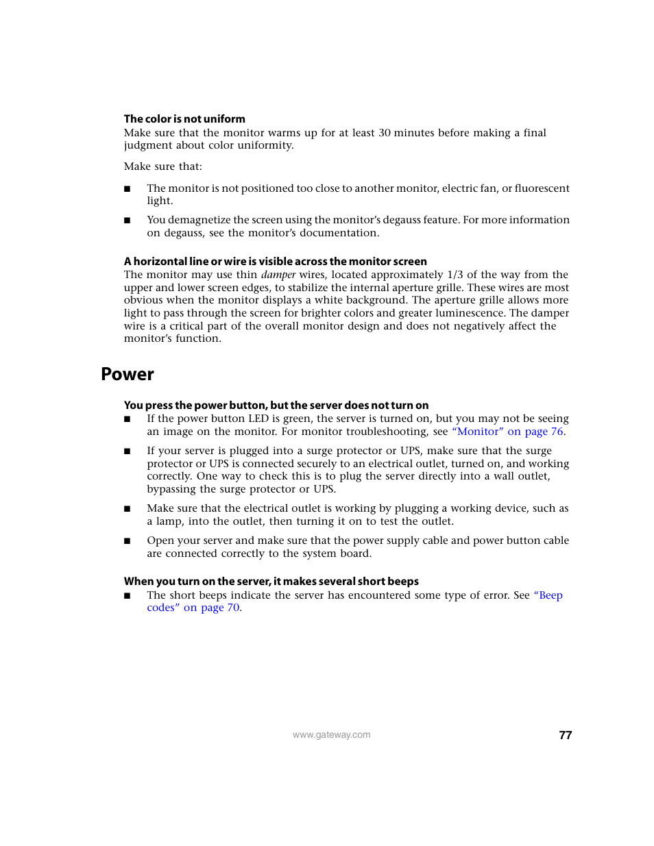 Power | Gateway 9210 User Manual | Page 82 / 106
