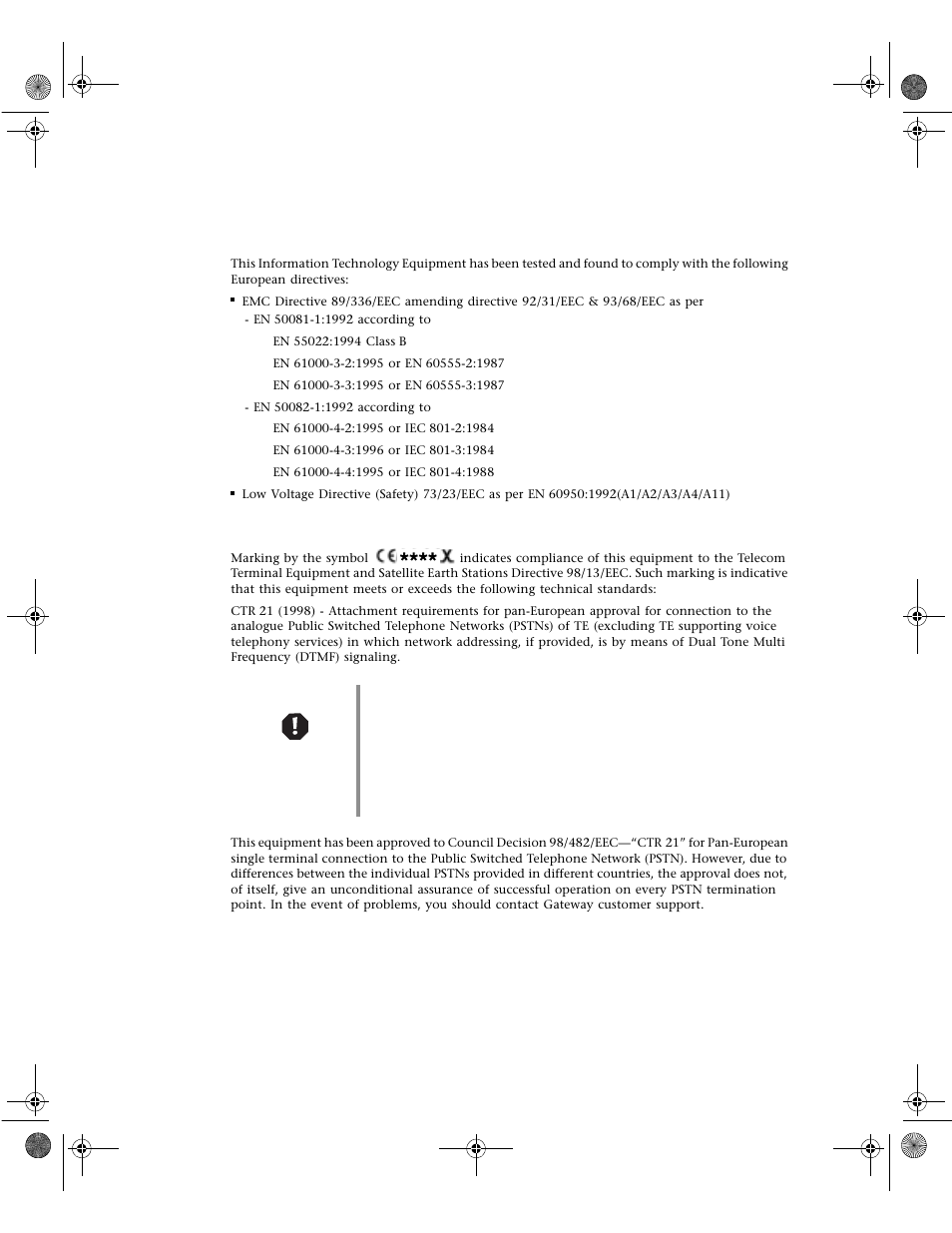 European users, European directives | Gateway E1400 User Manual | Page 122 / 136