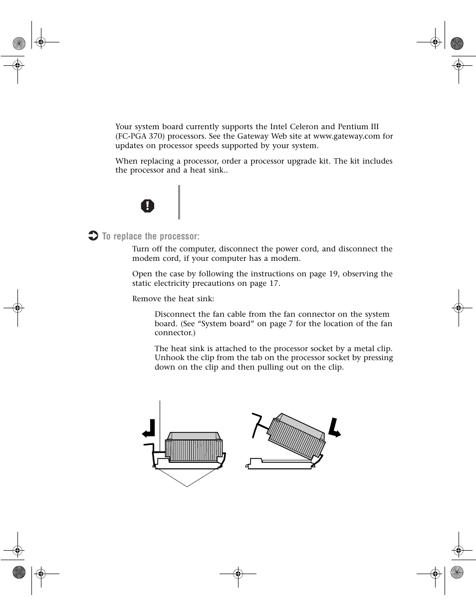 Replacing the processor | Gateway E1400 User Manual | Page 68 / 136