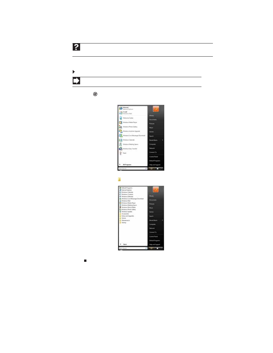 Using the start menu, To use the start menu | Gateway FX542XT User Manual | Page 13 / 94