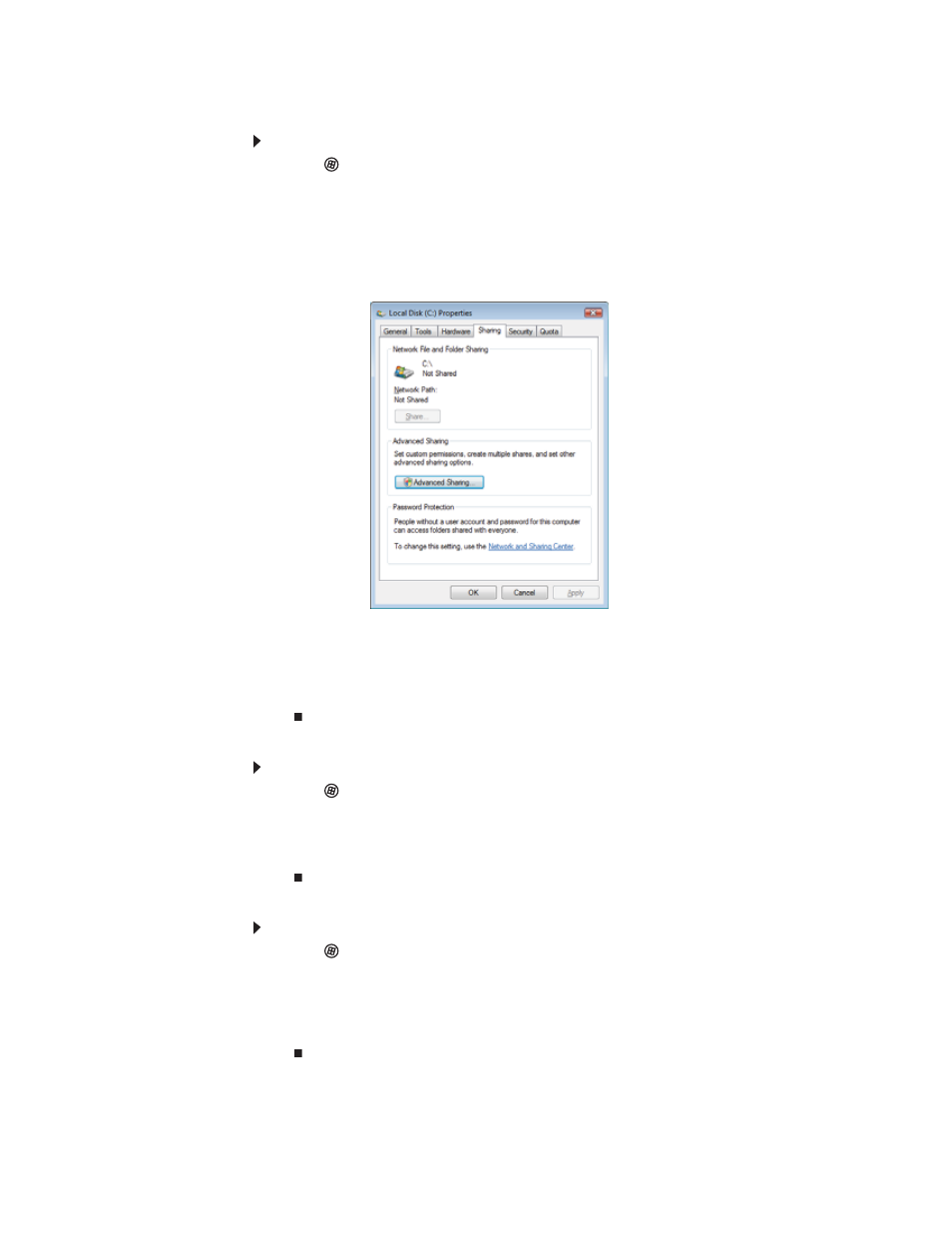 Sharing drives or folders, To share drives or folders, Un-sharing drives and folders | To un-share drives or folders, Sharing printers, To share printers | Gateway FX542XT User Manual | Page 57 / 94