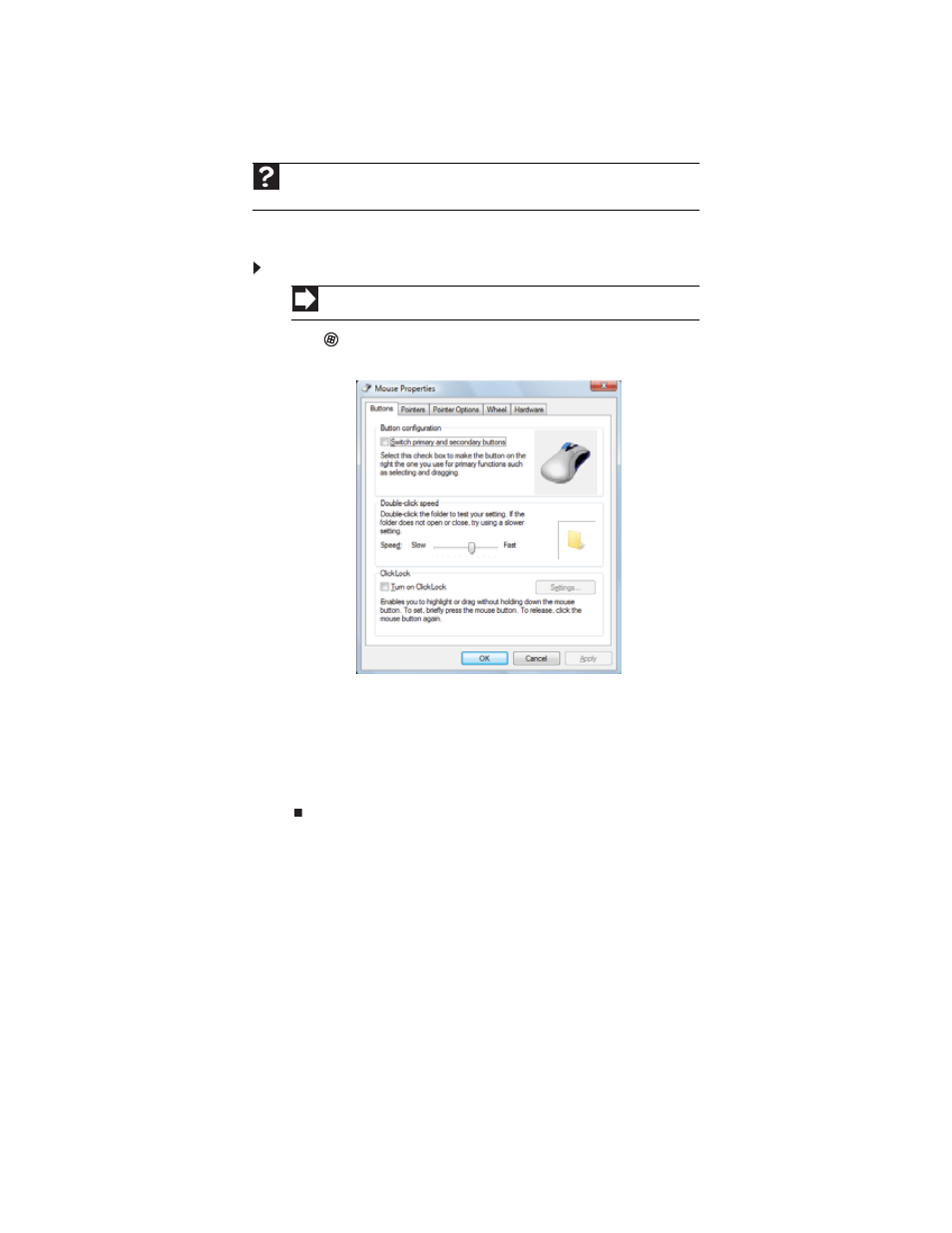 Changing mouse settings, To change your mouse settings, Adding and modifying user accounts | User account tips | Gateway FX542XT User Manual | Page 77 / 94