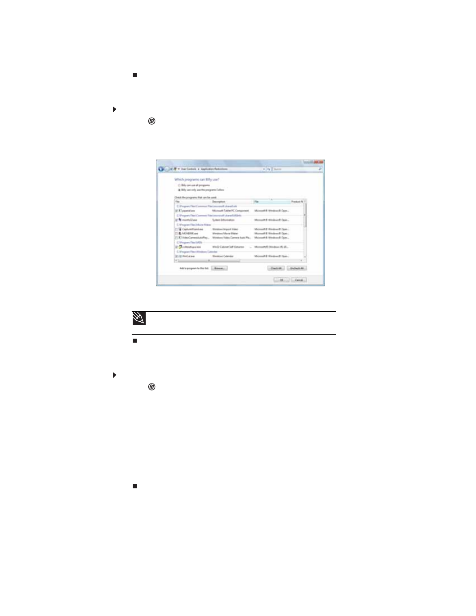 Restricting specific programs, To restrict specific programs, Creating activity reports | Gateway FX542XT User Manual | Page 86 / 94