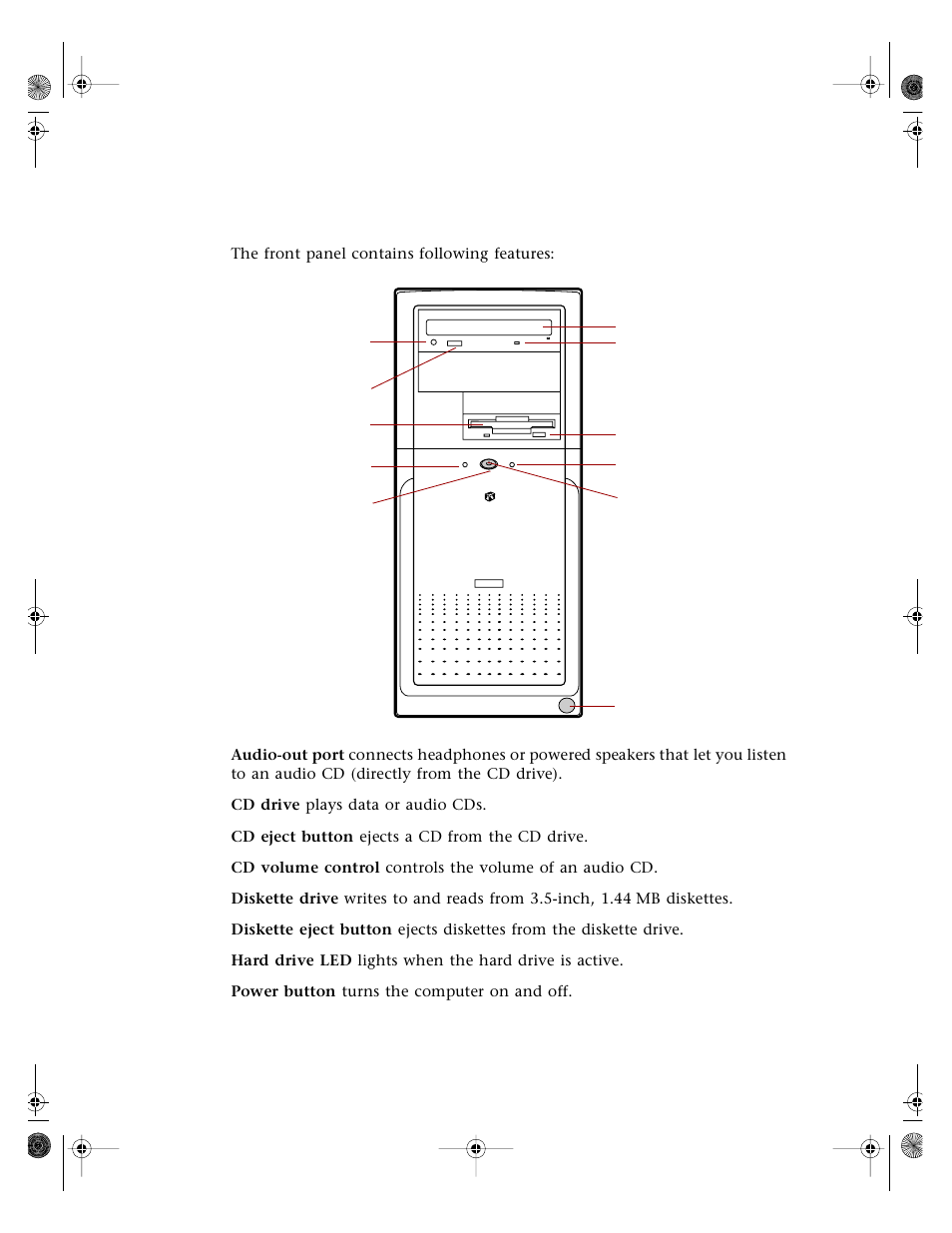 Front panel | Gateway E3400 User Manual | Page 10 / 126