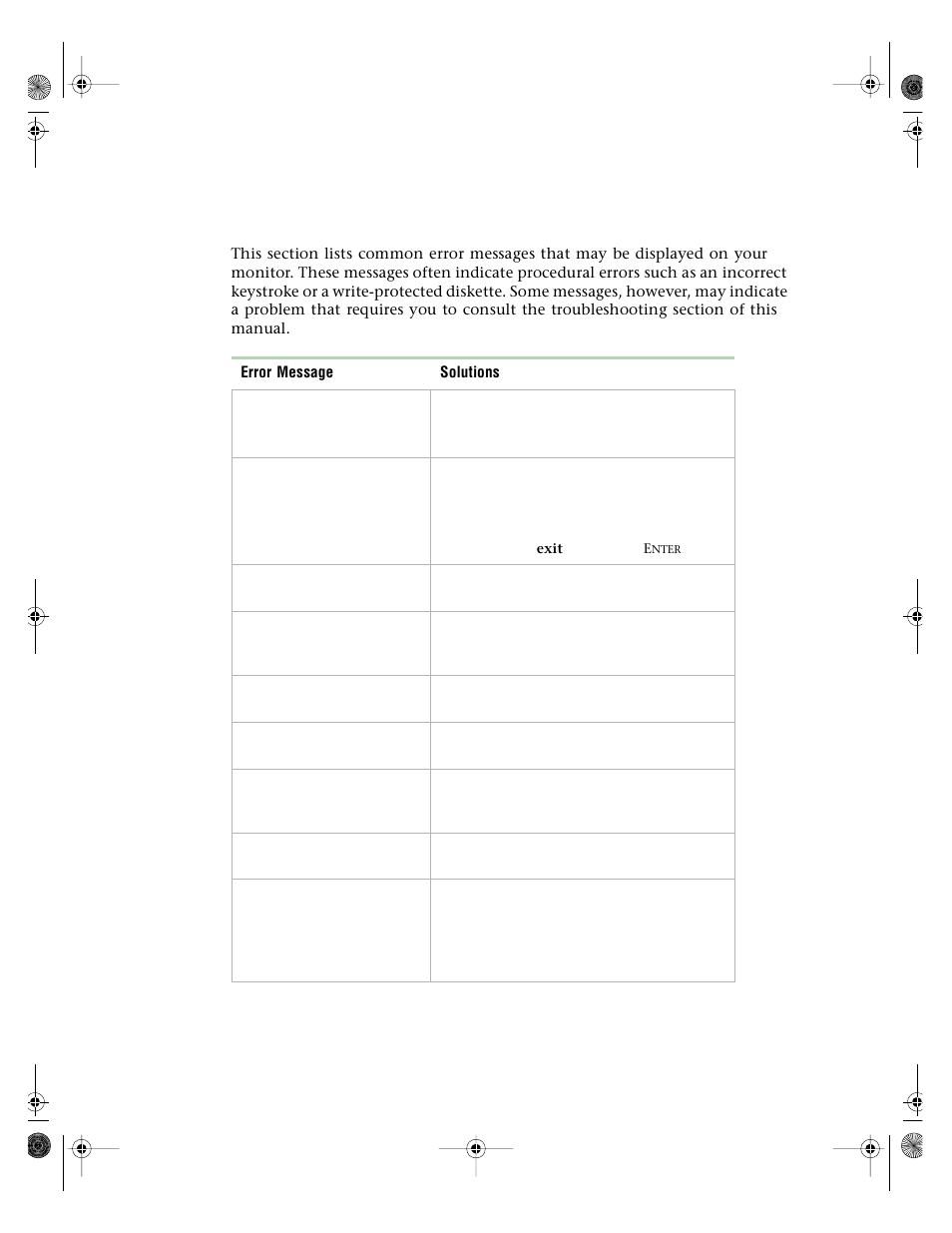 Error messages | Gateway E3400 User Manual | Page 104 / 126