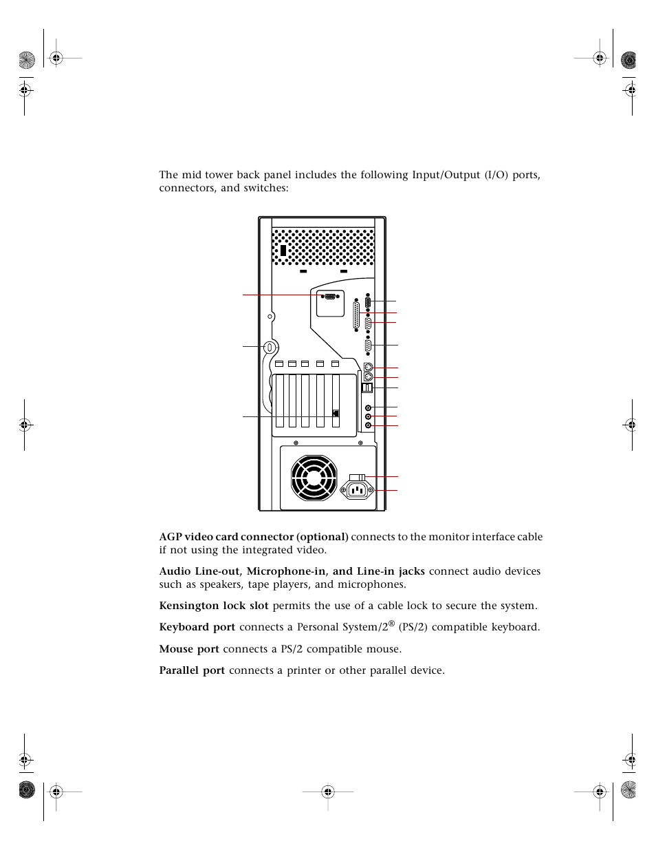 Back panel | Gateway E3400 User Manual | Page 12 / 126
