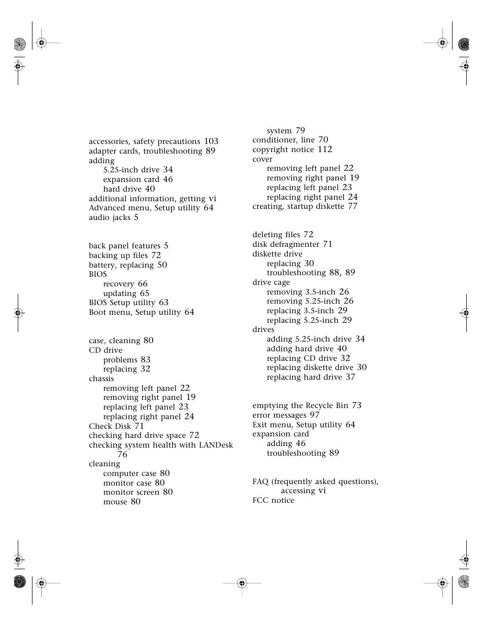 Index | Gateway E3400 User Manual | Page 122 / 126