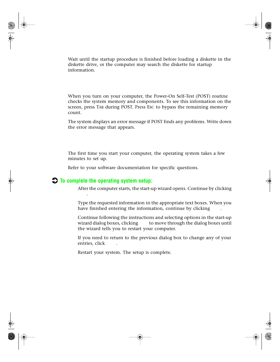 Understanding the power-on self-test, Setting up the operating system | Gateway E3400 User Manual | Page 22 / 126