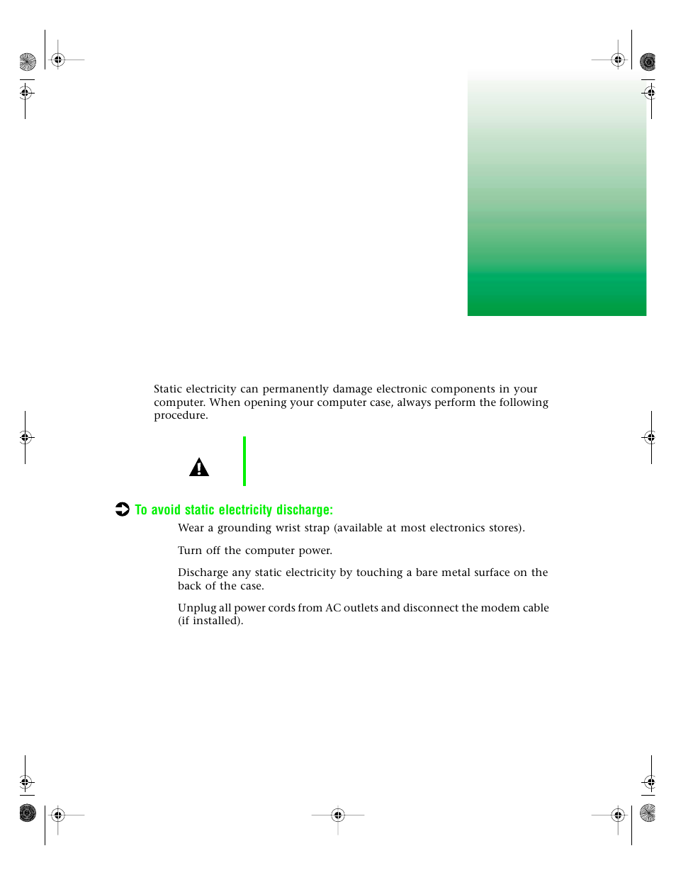 Case access, Static electricity precautions | Gateway E3400 User Manual | Page 24 / 126