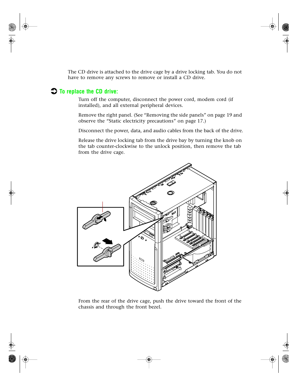 Replacing the cd drive | Gateway E3400 User Manual | Page 39 / 126