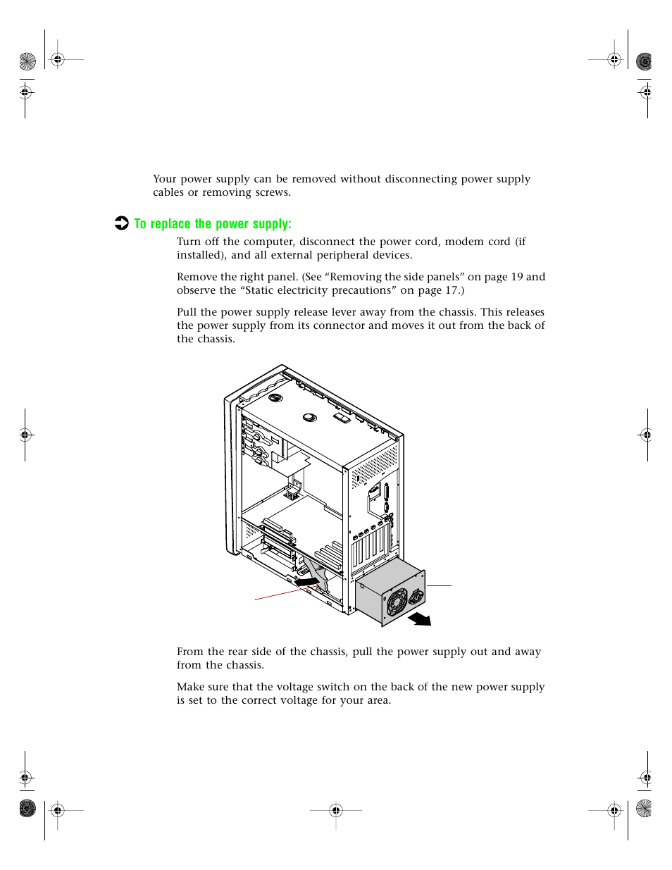 Replacing the power supply | Gateway E3400 User Manual | Page 59 / 126