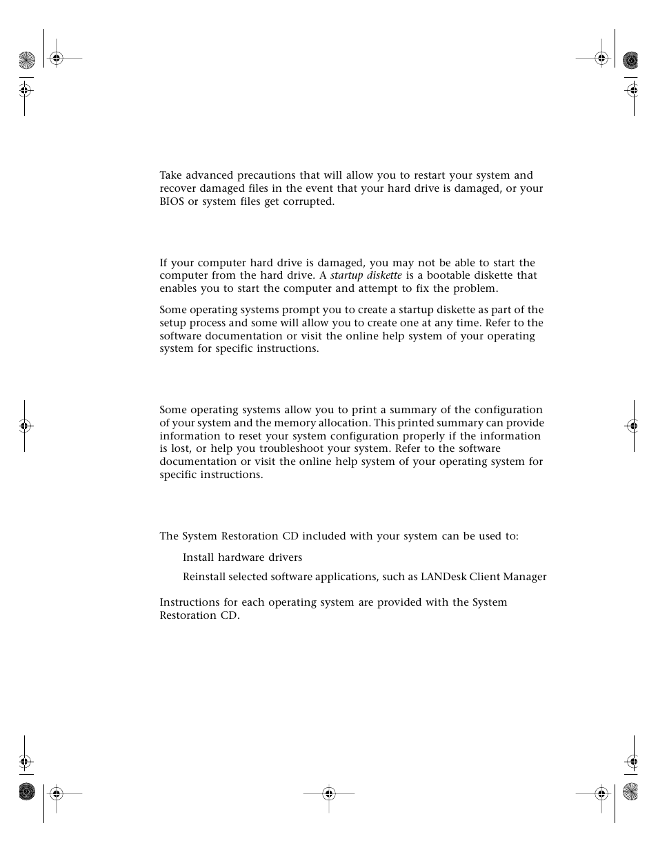 System recovery, Creating a startup diskette, Keeping a record of system configuration | Using your system restoration cd | Gateway E3400 User Manual | Page 84 / 126