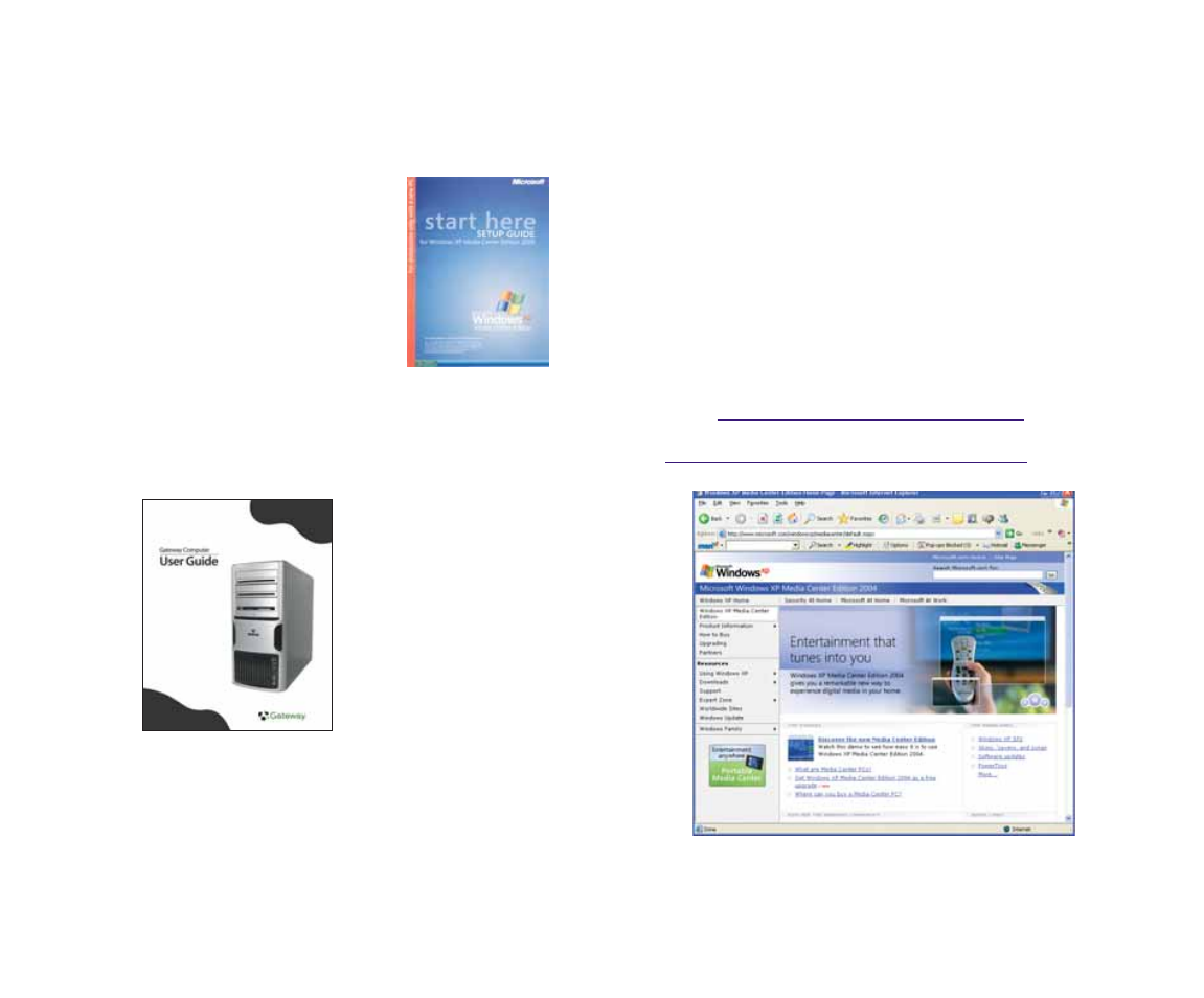 Web site, Windows update | Gateway Media Center User Manual | Page 7 / 28