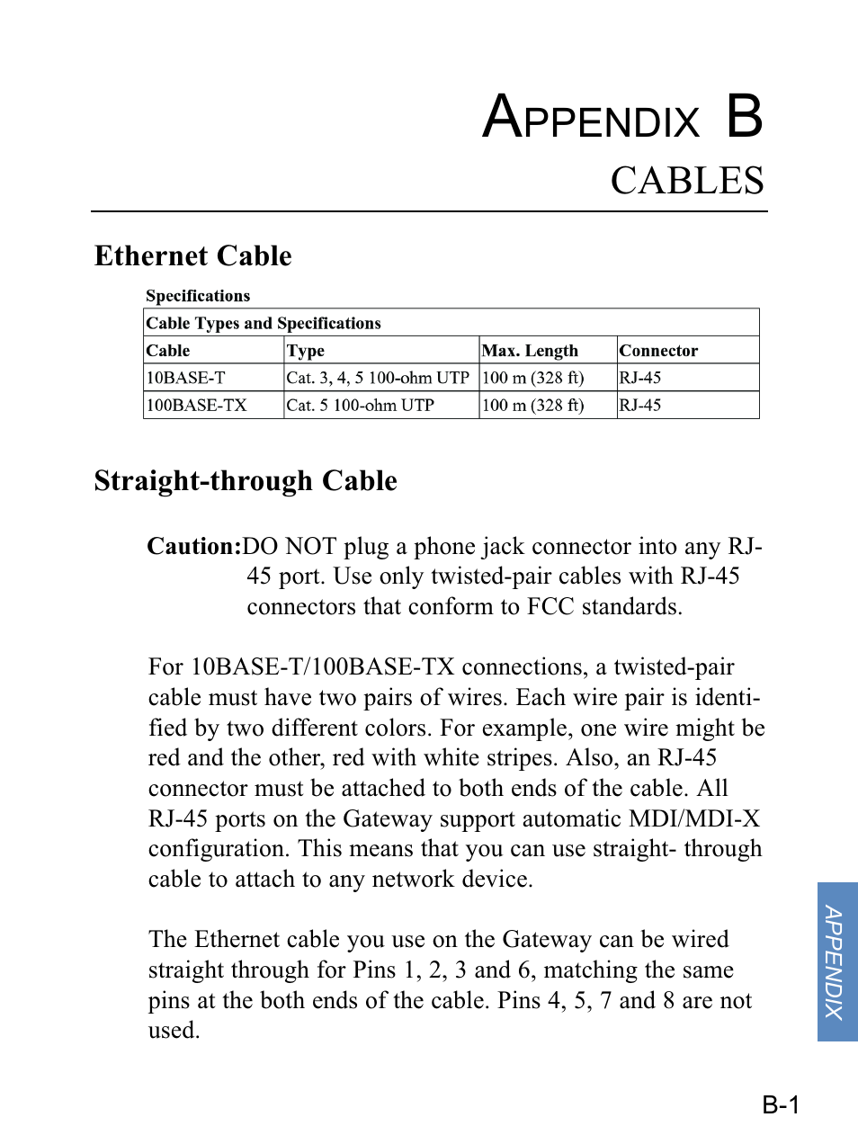 Ppendix, Cables | Gateway none User Manual | Page 100 / 113