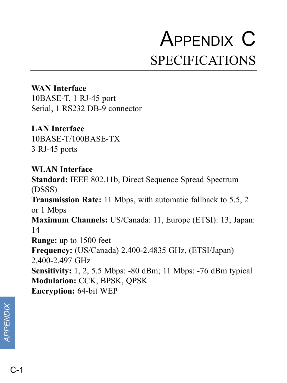 Ppendix, Specifications | Gateway none User Manual | Page 107 / 113