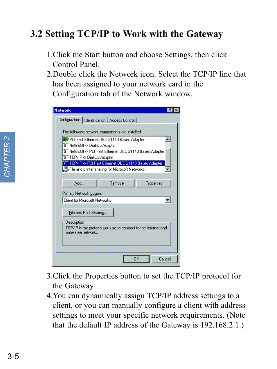 2 setting tcp/ip to work with the gateway | Gateway none User Manual | Page 31 / 113